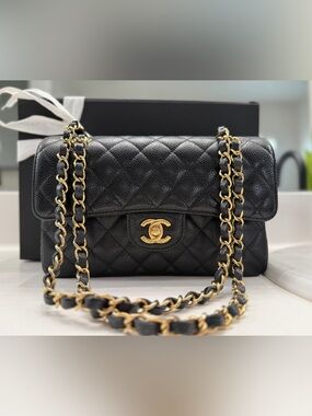 CHANEL Classic double flap  Caviar Leather Small